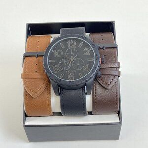 NWT IOB Geneva 5314 Men's Black Chronograph Watch